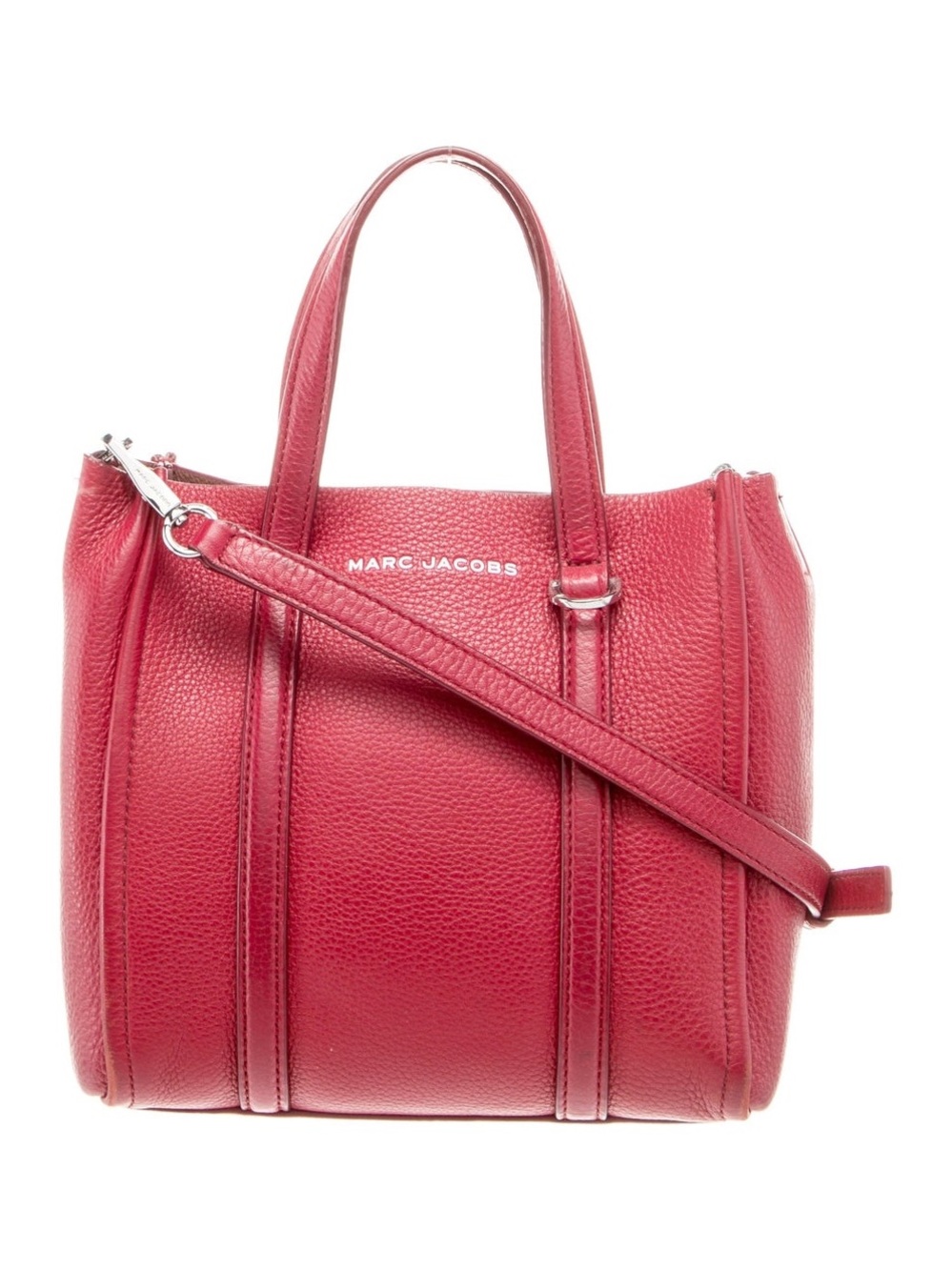 Marc Jacobs Raspberry Leather Satchel with Detachable Strap